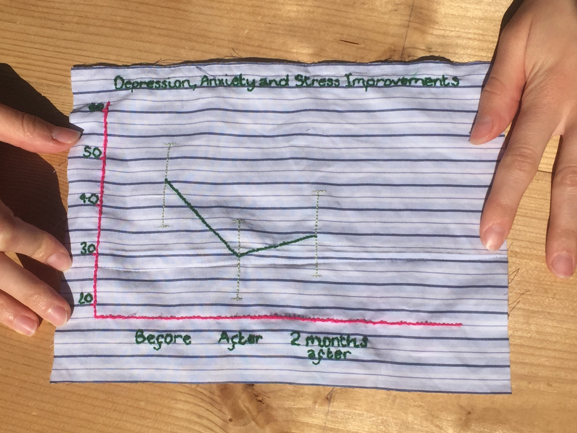 Symptoms of stress, depression and anxiety decreased for participants.
On the Warwick-Edinburgh Wellbeing Scale, participants’ overall wellbeing improved up to 2 months after the pilot.