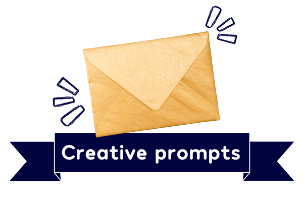 A golden envelope with a banner that says 'creative prompts' - this is clickable