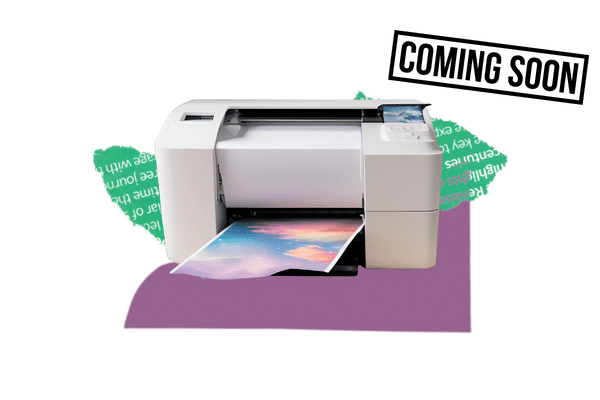 A printer with the words 'coming soon'