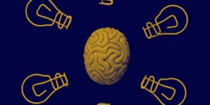 Illustration of a brain surrounded by lightbulbs